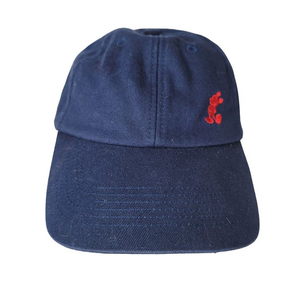 Disney Parks Dad Hat Mini Mickey Mouse Logo Navy Blue & Red Adjustable Strap - Picture 2 of 6